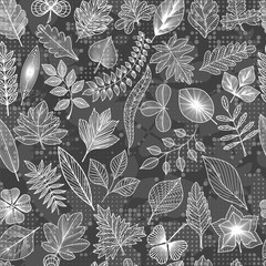Seamless pattern with abstract leaves. Vector illustration. EPS 10