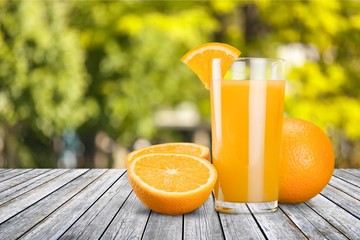 Orange Juice in glass on   background.