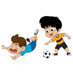 The story of the events in the soccer match.Children laughed when your opponent misses.Vector and illustration.