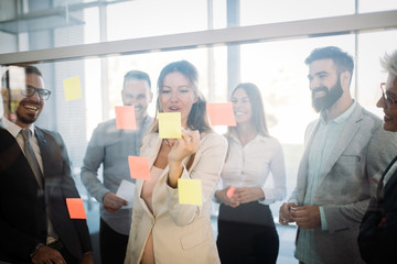 Business people planning strategy in office together