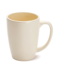 Empty ceramic coffee cup isolated on white. Vector 3d illustration