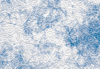 Abstract mandala graphic design and watercolor digital art painting for ancient geometric concept background