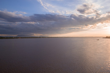 Mekong River Against Cloudy Sky 