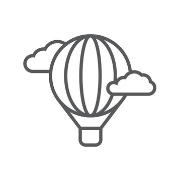 Hot air balloon line icon. Minimalist icon isolated on white background. Hot air balloon simple silhouette. Web site page and mobile app design vector element.