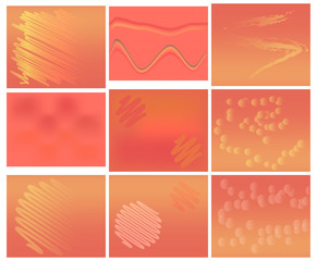 Set, collection of trendy colorful vibrant gradients, templates, backgrounds with living coral.