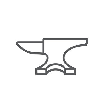recommend clip art: Anvil line icon. Minimalist icon isolated on white background. Anvil simple silhouette. Web site page and mobile app design vector element.