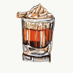 Coffee cup hand drawn isolate sketch digital painting vector