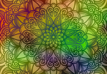 Abstract mandala graphic design and watercolor digital art painting for ancient geometric concept background