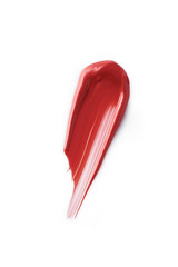 Smudge red lip lipstick on white background