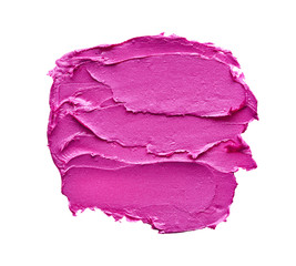 Pink lipstick or acrylic paint isolated on white