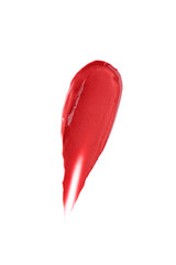 Smudge red lip lipstick on white background