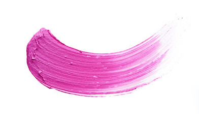 Pink lipstick or acrylic paint isolated on white