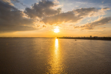 Mekong River in Pakse, South of Laos against sunset
