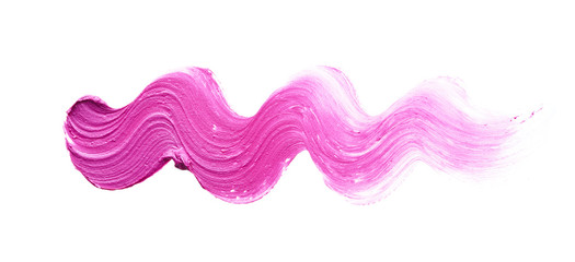 Pink lipstick or acrylic paint isolated on white