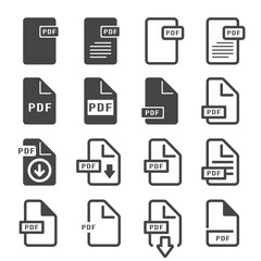 simple pdf file vector outline icon set