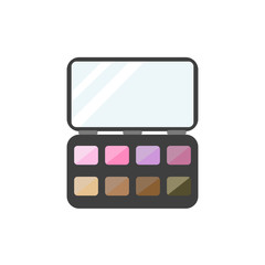 Eye shadow palette with brush flat vector icon