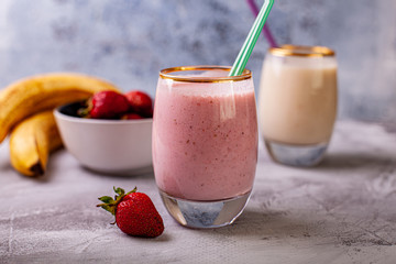 Fresh strawberry and banana smoothie