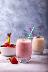 Fresh strawberry and banana smoothie