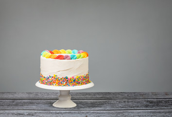 Birthday Cake with icing and sprinkles
