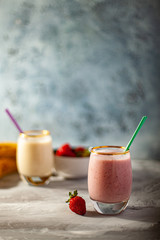 Fresh strawberry and banana smoothie