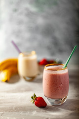 Fresh strawberry and banana smoothie