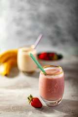 Fresh strawberry and banana smoothie
