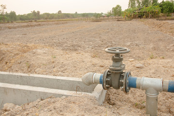 Irrigation pipe and water valve For farming In the countryside.