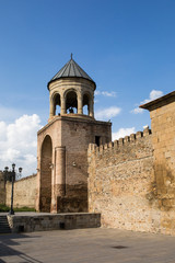 Fototapeta premium View to Svetitskhoveli Orthodox Cathedral and historical town Mtskheta, near Tbilisi, Georgia