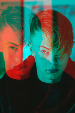 experimental ,double exposure,reflection, colorful, glass,portrait,double exposure,
