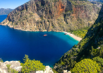 Butterfly Valley is a valley in Fethiye district of Muğla Province, southwestern Turkey, which is home to diverse butterfly species. © Tarik GOK
