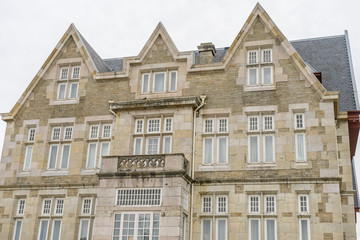Fototapeta na wymiar University, Palacio de la Magdalena in the city of Santander, north of Spain. Building of eclectic architecture and English influence next to the Cantabrian Sea