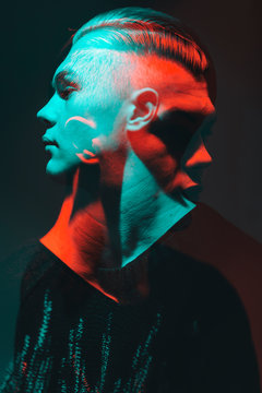 experimental ,double exposure,reflection, colorful, glass,portrait,double exposure,art