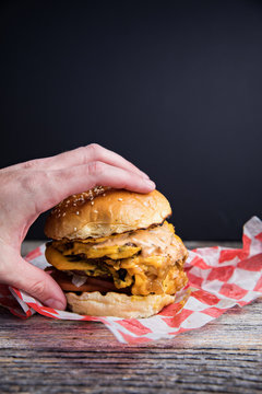 Huge Triple Cheeseburger