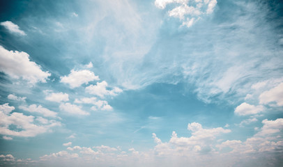Retro clouds sky background white fluffy cloudscape nature background retro color style