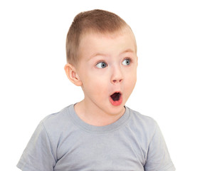  little child has open from surprise of mouth