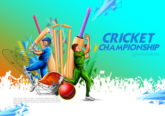 illustration of batsman playing cricket championship sports 2019 - 272478921