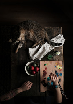 painting easter eggs