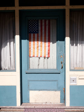 Doorway with American flag