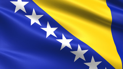 Bosnia and Herzegovina flag, with waving fabric texture