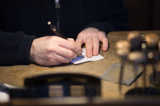 Close up of handcraft rubber stamp