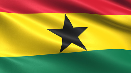 Ghana flag, with waving fabric texture