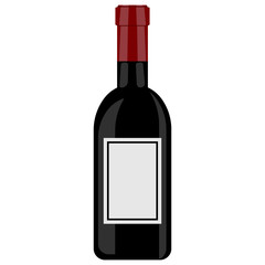 vector image of red wine bottle flat icon