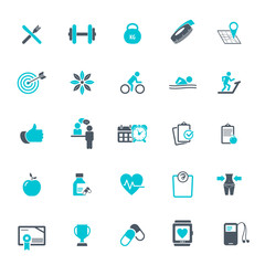 Fitness & Workout - set of vector icons 