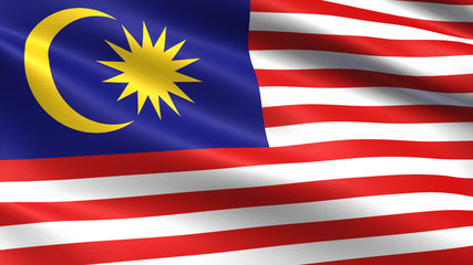 Malaysia flag, with waving fabric texture