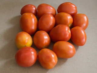 Red tomatoes (Solanum lycopersicum) on the market in Kochi, Kerala, India