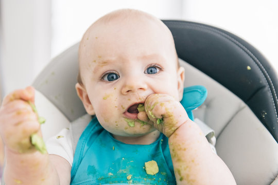 Baby Led Weaning - Eating Avocado