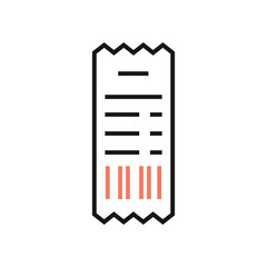 Terminal point sale icon with NFC payment sign in minimal trendy style. Receipt line icon for app design, cash receipt, bill smartphone, online banking. Thin line contour symbol. Editable stroke icon.