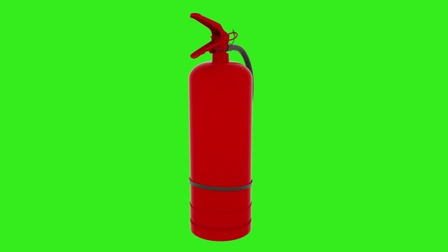 Fire extinguisher rotates on green screen. 4K