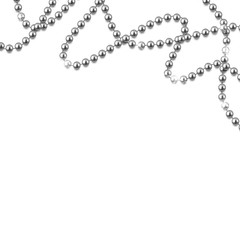 Naklejka premium Decorative frame with shiny realistic silver beads, jewelry, vector illustration background