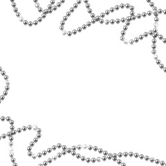 Naklejka premium Decorative frame with shiny realistic silver beads, jewelry, vector illustration background